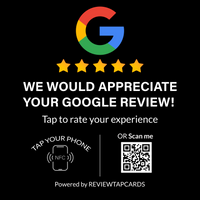 Black Google Review NFC & QR Code Card with Holder