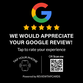 Black Google Review NFC & QR Code Card with Holder