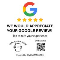 White Google Review NFC & QR Code Card with Holder